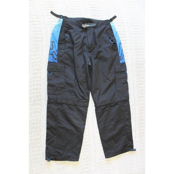 Fox Motocross Men's Riding Pants Size W34 Black & Blue convertible Pockets - Picture 1 of 11